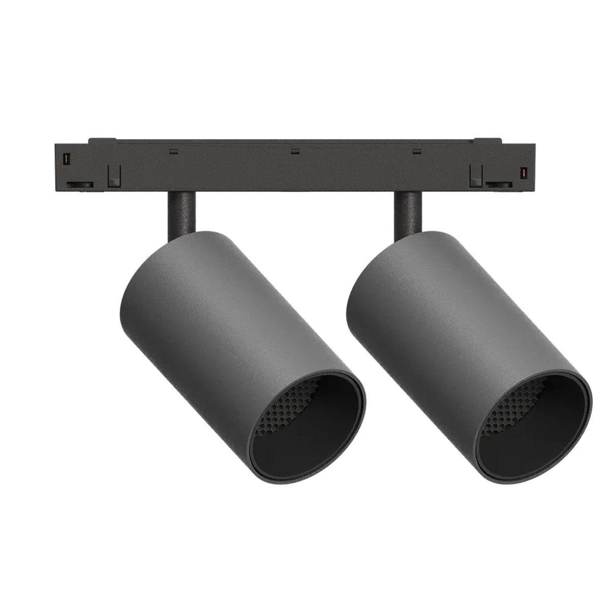 GRAFFIT Трековый светильник TWIN-SPOT LED 48В 2x10Вт 3000К CRI90 15° NO-DIM глубокий графит