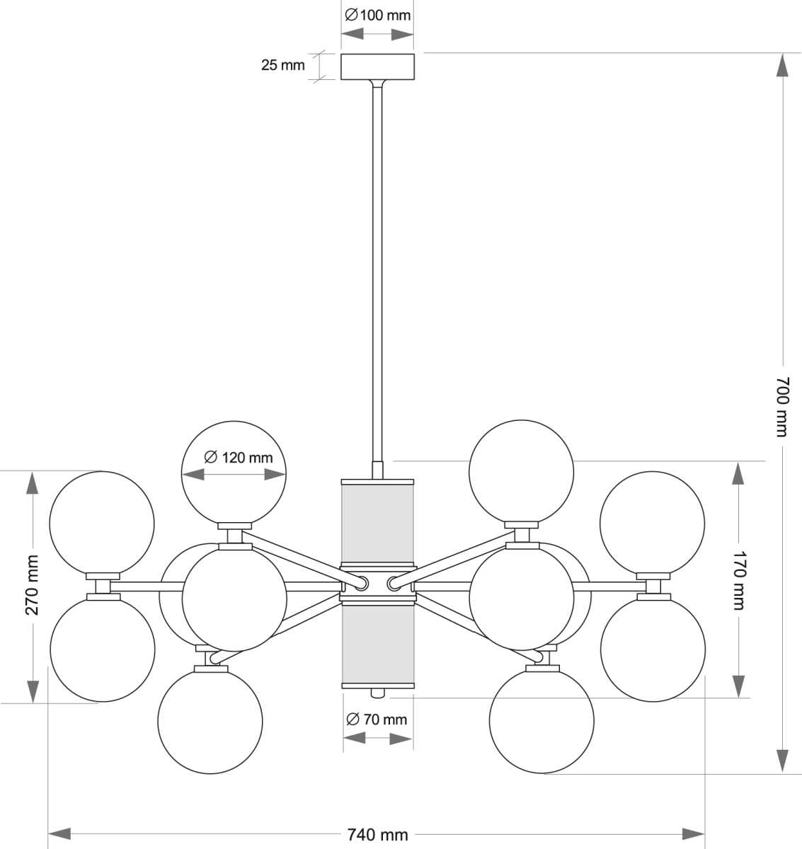 Подвесной светильник KUTEK ERBA ERB-ZW-6(ZM/3)CB