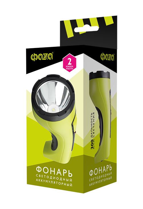 Ручной светодиодный фонарь ФАZA аккумуляторный 185 лм 165х90 AccuF2-L5W-gn