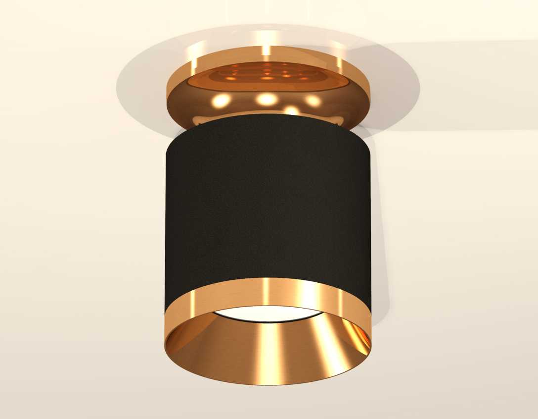 Комплект накладного светильника Ambrella light Techno Spot XS7402101 SBK/PYG черный песок/золото желтое полированное (N7929, C7402, N7034)