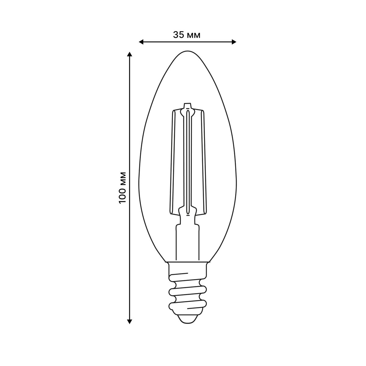 Лампа светодиодная Uniel E14 4W 3000K прозрачная LED-C35-4W/3000K/E14/CL GLY01TR UL-00011936