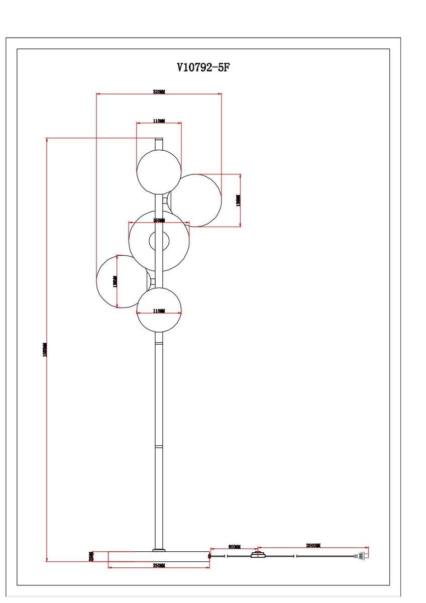 Торшер Moderli Renny V10792-5F