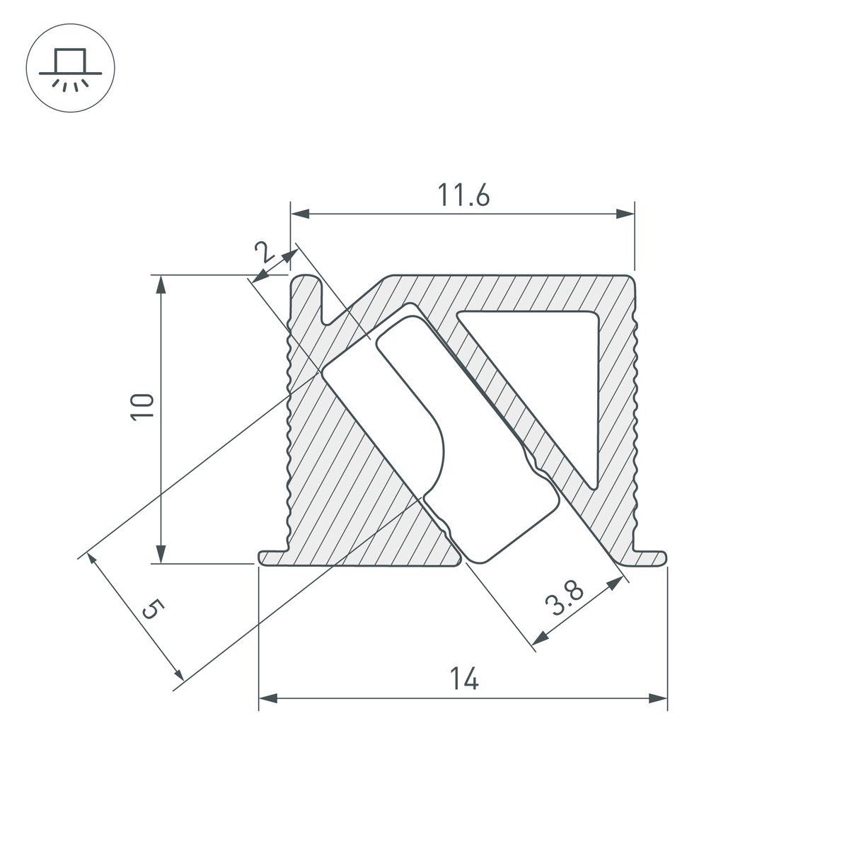 Профиль встраиваемый Arlight SL-Bevel-H10-F14-2000 Anod Black 044084