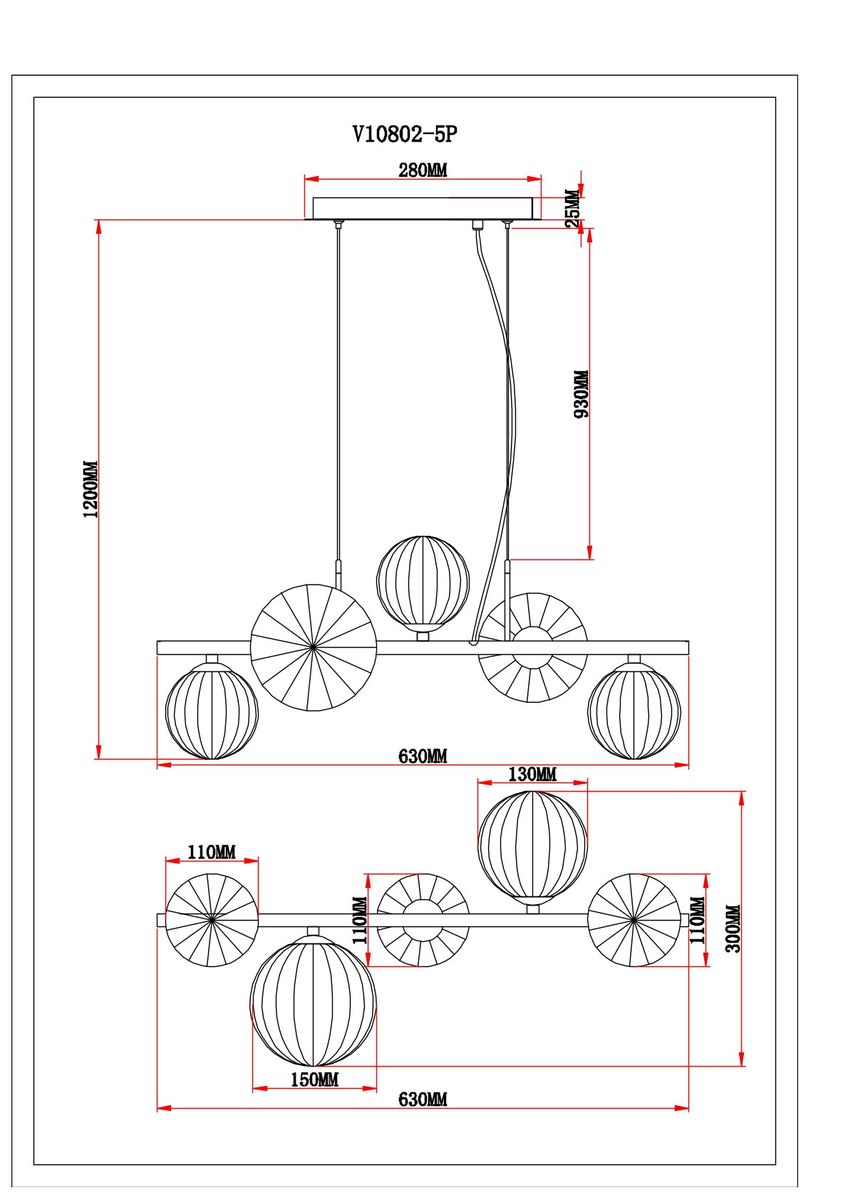 Подвесная люстра Moderli Renny V10802-5P