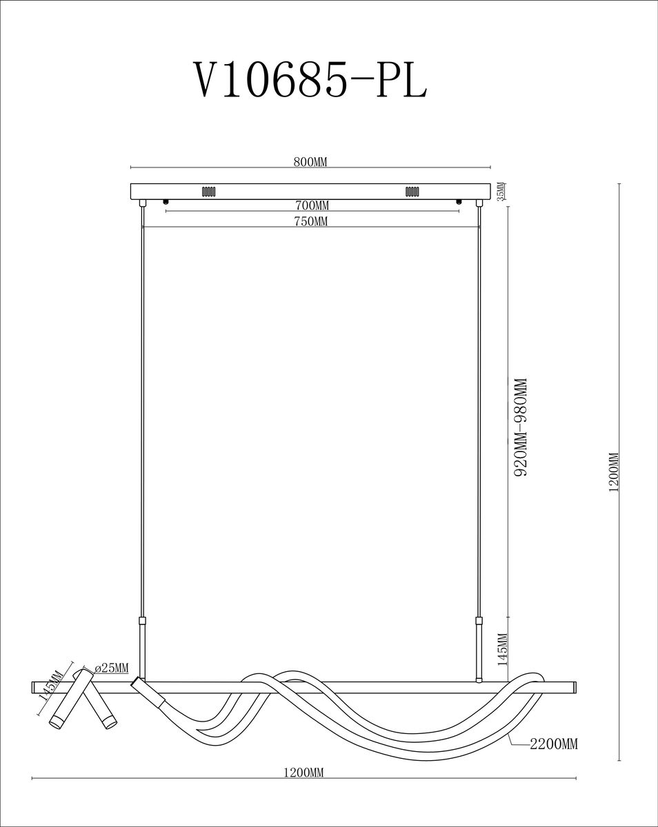 Подвесной светодиодный светильник Moderli True V10685-PL