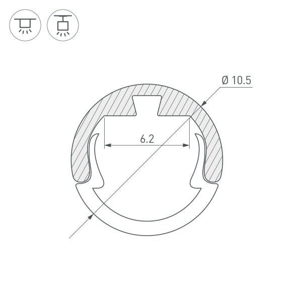 Профиль Arlight Round-D10.5-2000 Anod Black 033036