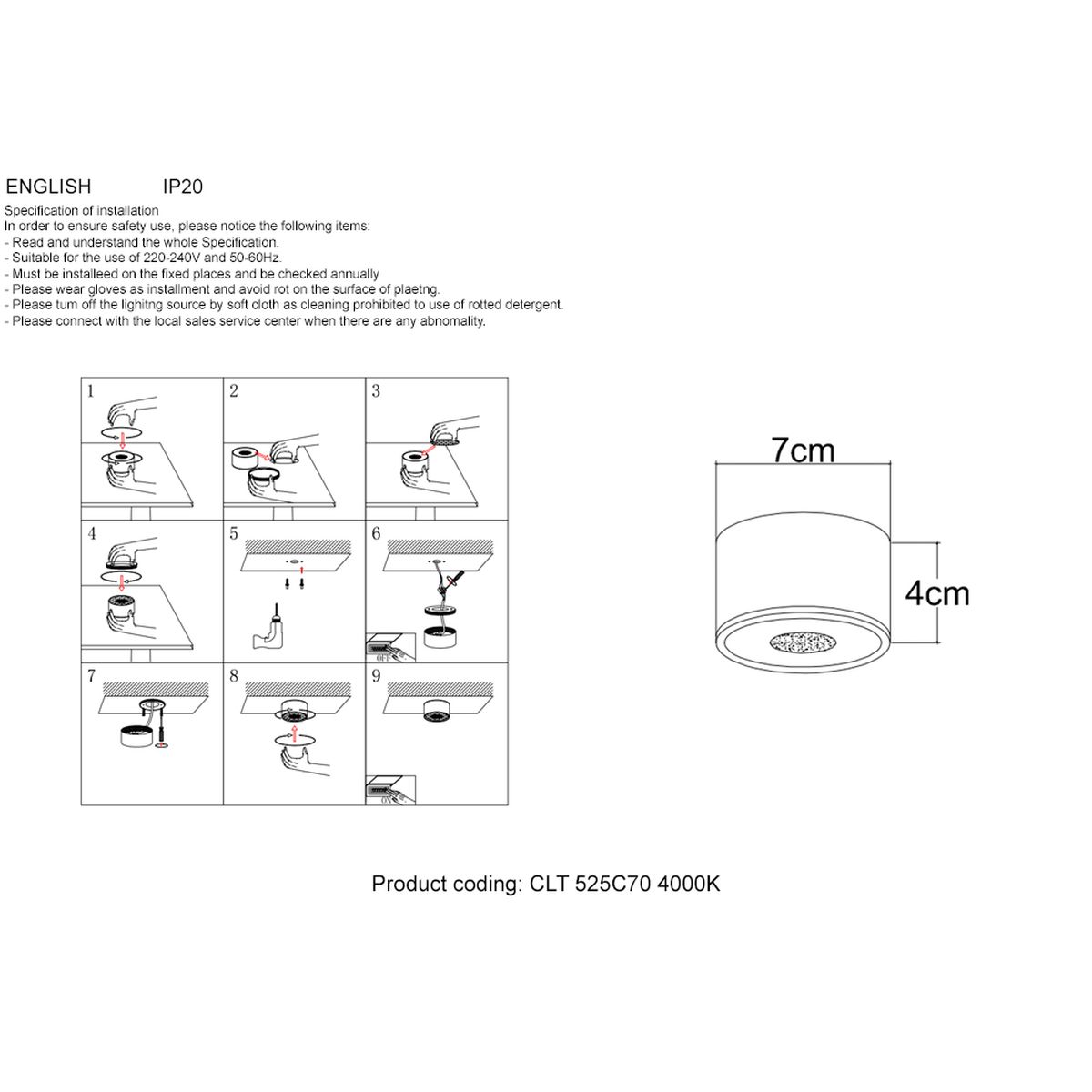 Потолочный светодиодный светильник Crystal Lux CLT 525C70 BL 4000K