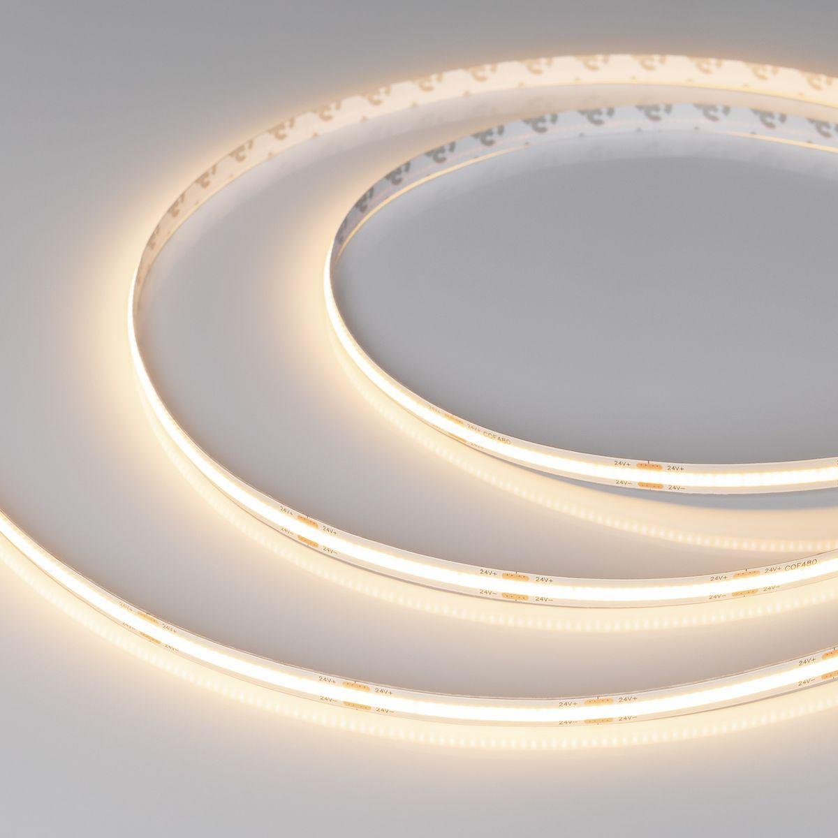Светодиодная лента Arlight 10W/m 480Led/m CSP теплый белый 20M COB-X480-8mm 24V Warm3000 048025