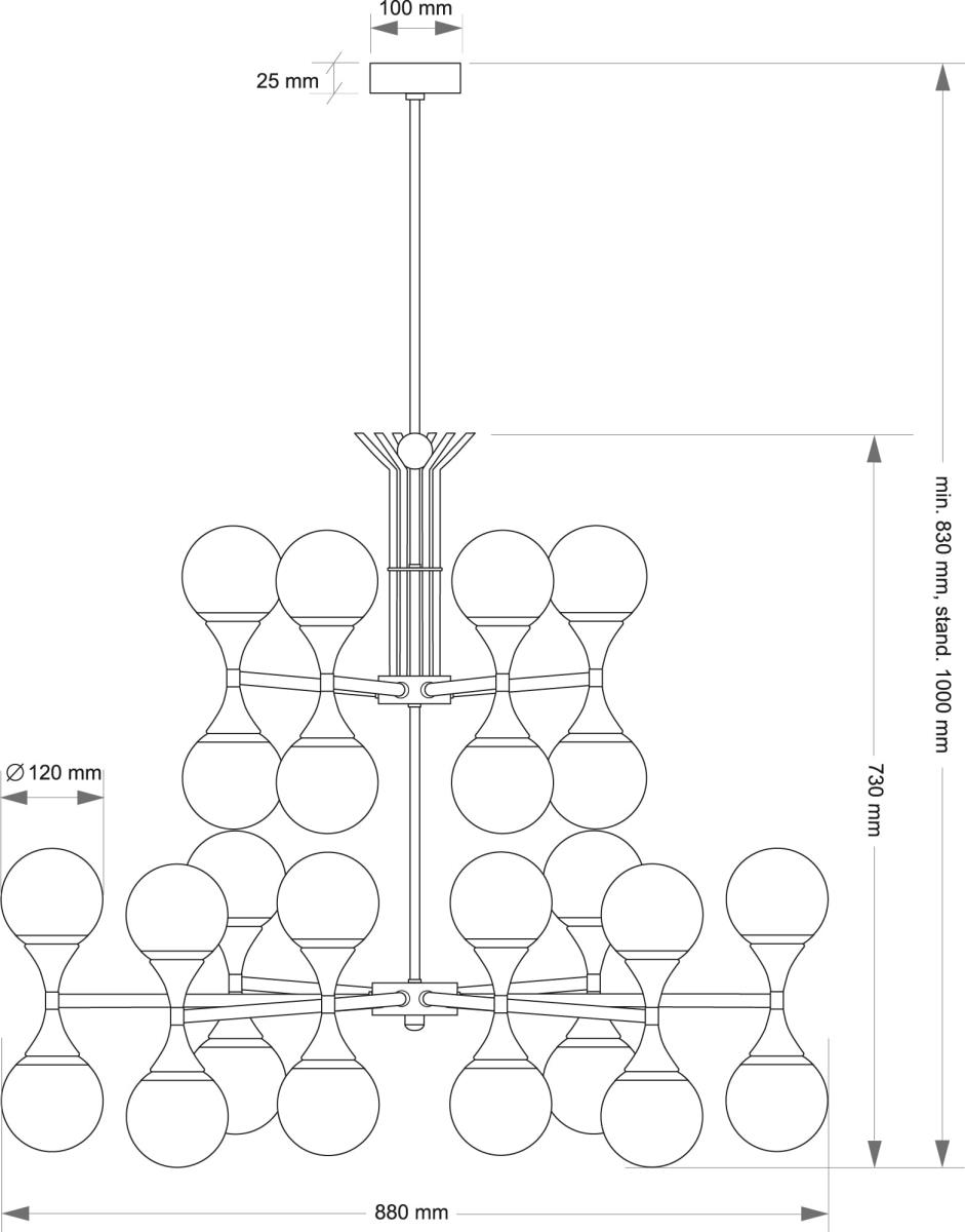 Подвесной светильник KUTEK BARI BAR-ZW-8+4(BN)