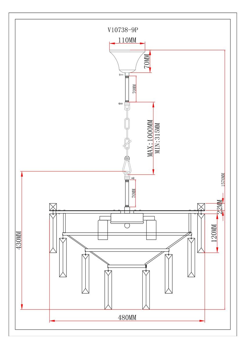 Подвесная люстра Moderli Crystal V10738-9P