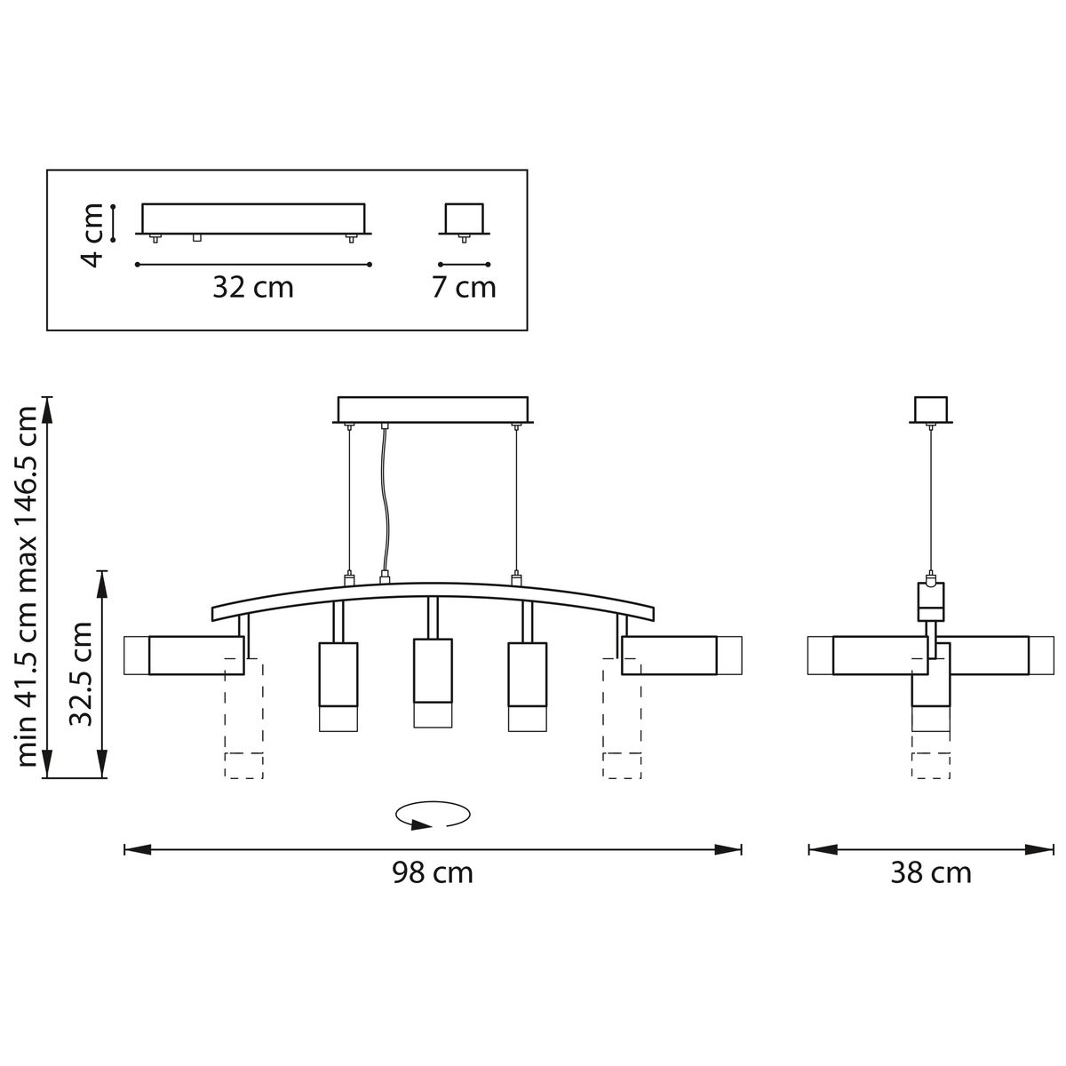 Комплект с подвесной люстрой Lightstar Rullo (571735+214437-3+214486-2+202431-5) LR7358623731