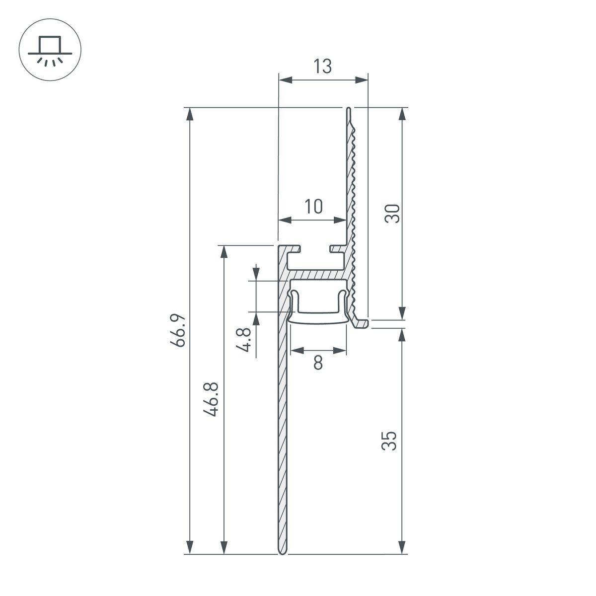 Профиль встраиваемый Arlight Plintus-Fantom-Bent-H35-Side-2000 White 043675