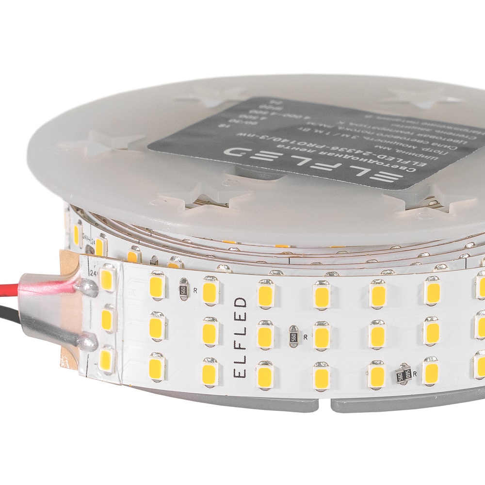 Лента светодиодная ELFLED PRO140, 336/м (2835), 24В, 30Вт/м, 3м, 3ряда, белый теплый 2800-3300К ELFLED-24336-PRO140/3-ww