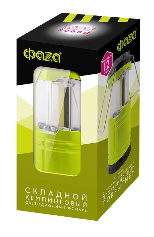 Кемпинговый светодиодный фонарь ФАZA от батареек 150 лм 89х57 CF3-L1W-gn