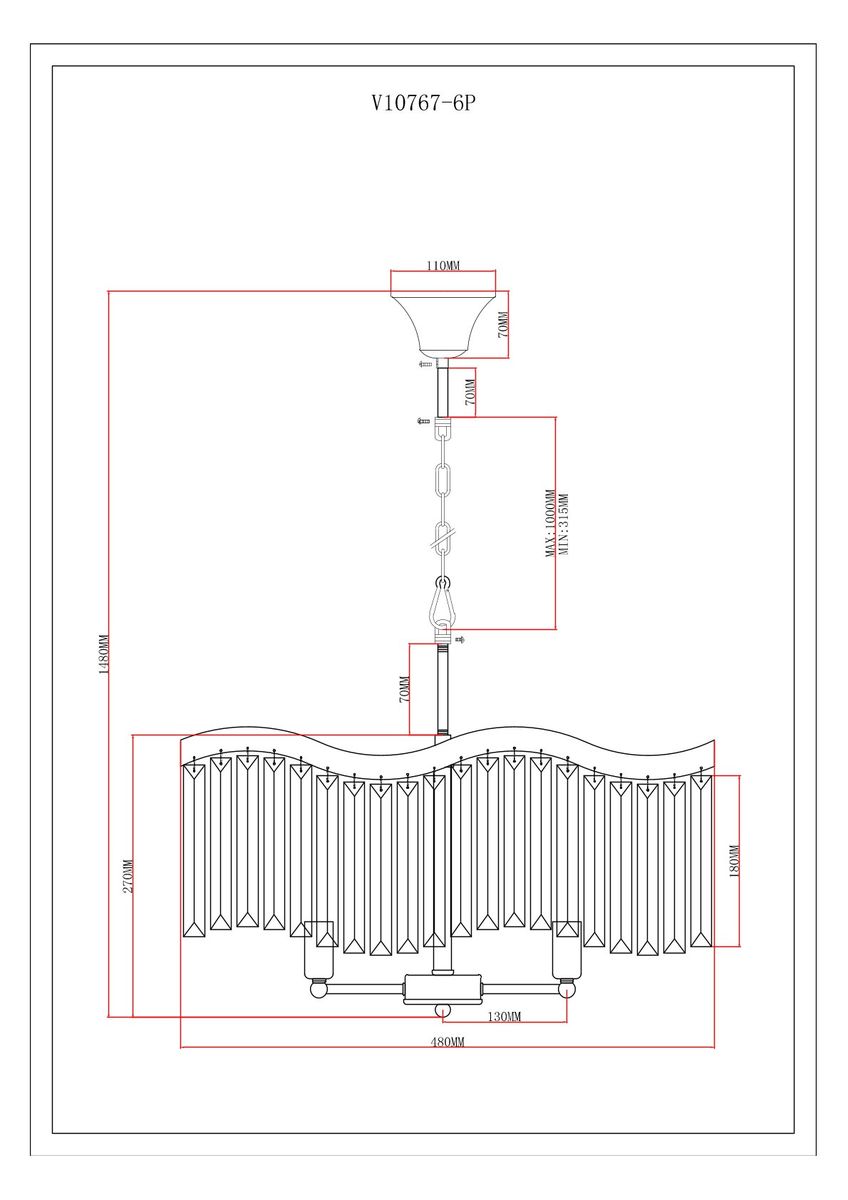Подвесная люстра Moderli Wave V10767-6P