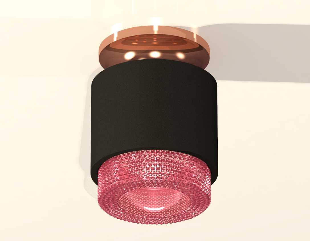 Комплект накладного светильника Ambrella light Techno Spot XS7511142 SBK/PPG/PI черный песок/золото розовое полированное/розовый (N7930,C7511,N7193)