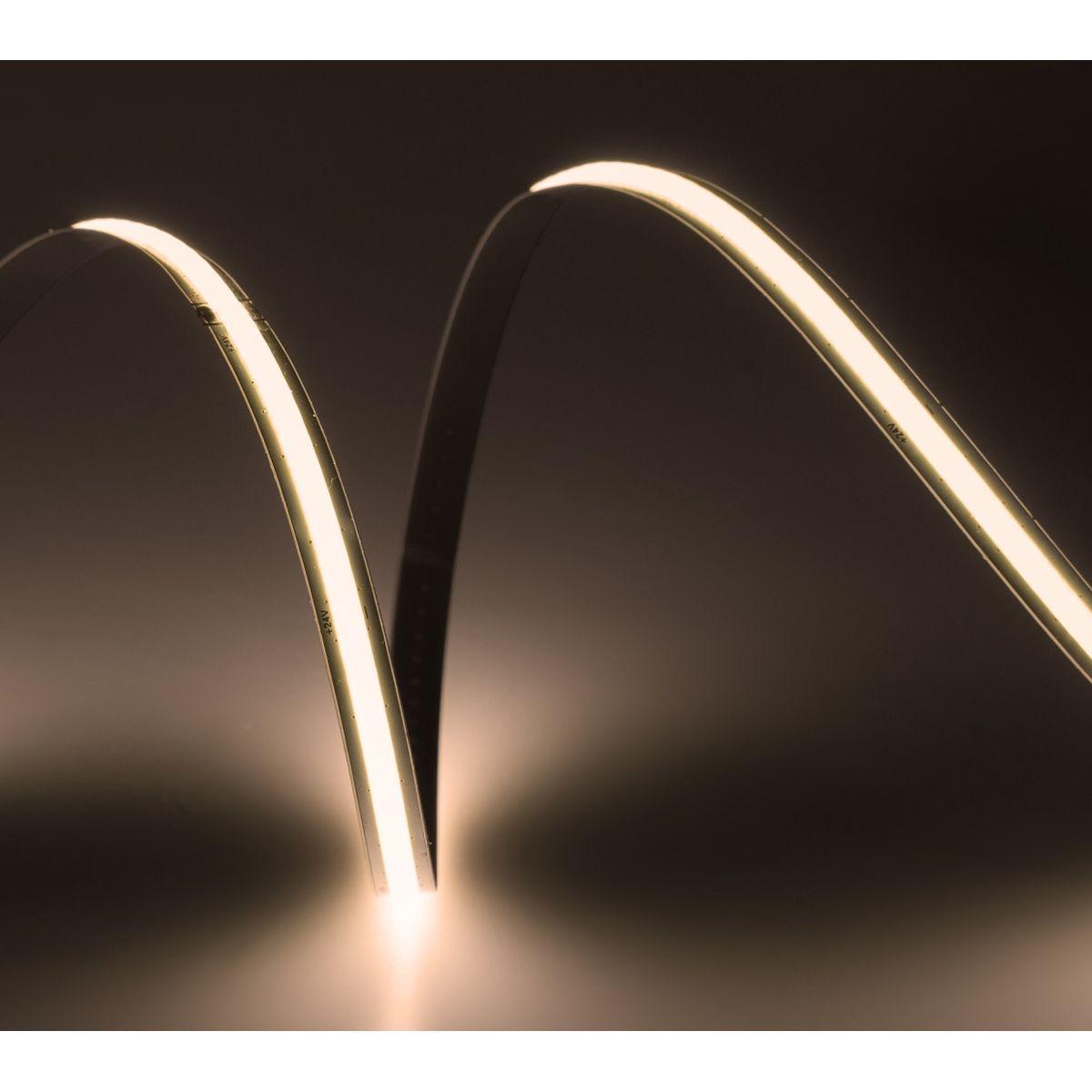 Лента светодиодная ELFLED 528COB диодов, 24В, 5м, ширина 8мм, свободный рез, белый теплый 2800-3300К ELFLED-528COB-8FCut-ww-24