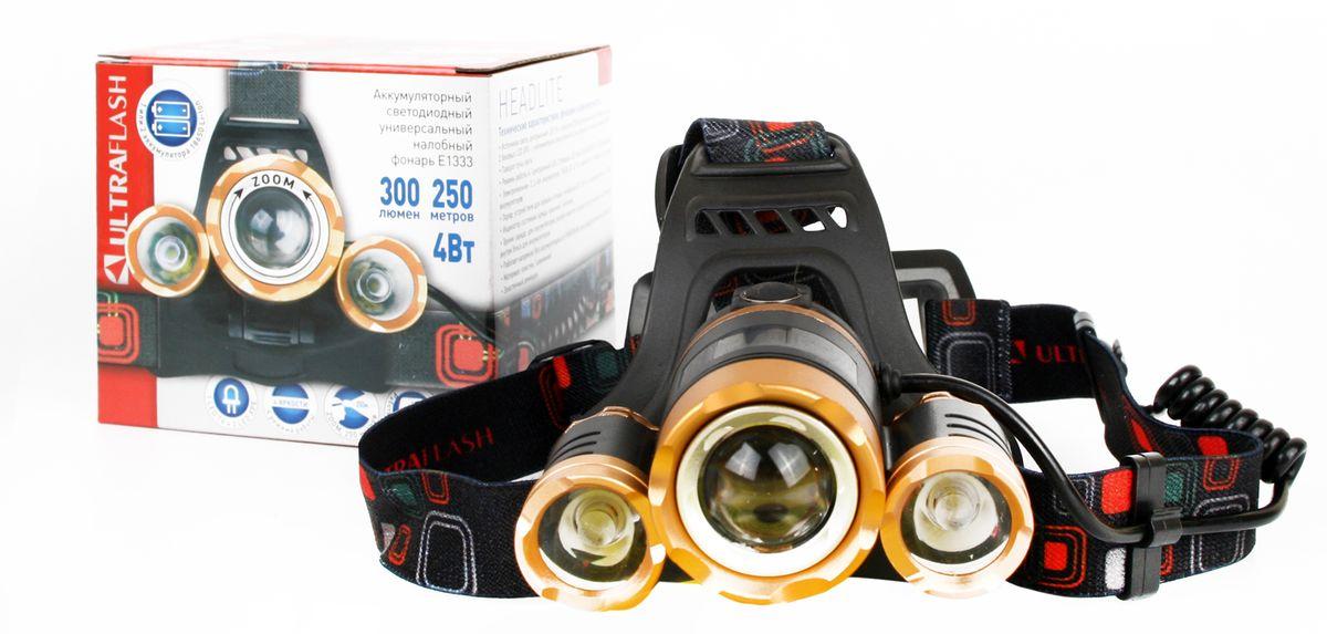 Налобный светодиодный фонарь Ultraflash Headlite аккумуляторный 100х90 300 лм E1333 13903