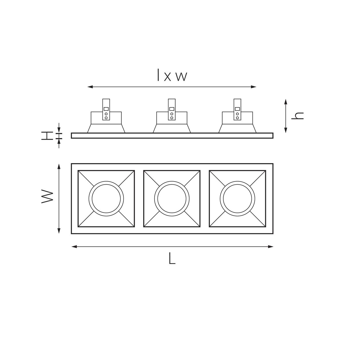 Комплект из светильников и рамки Lightstar Domino Quadro (214536+214506+214506+214507) D536060607