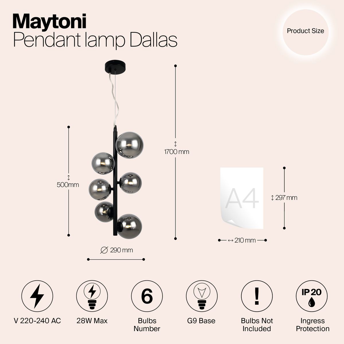 Подвесной светильник Maytoni Dallas MOD545PL-06B