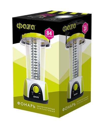 Кемпинговый светодиодный фонарь ФАZA аккумуляторный 450 лм 237х134 AccuF5-L84-gn